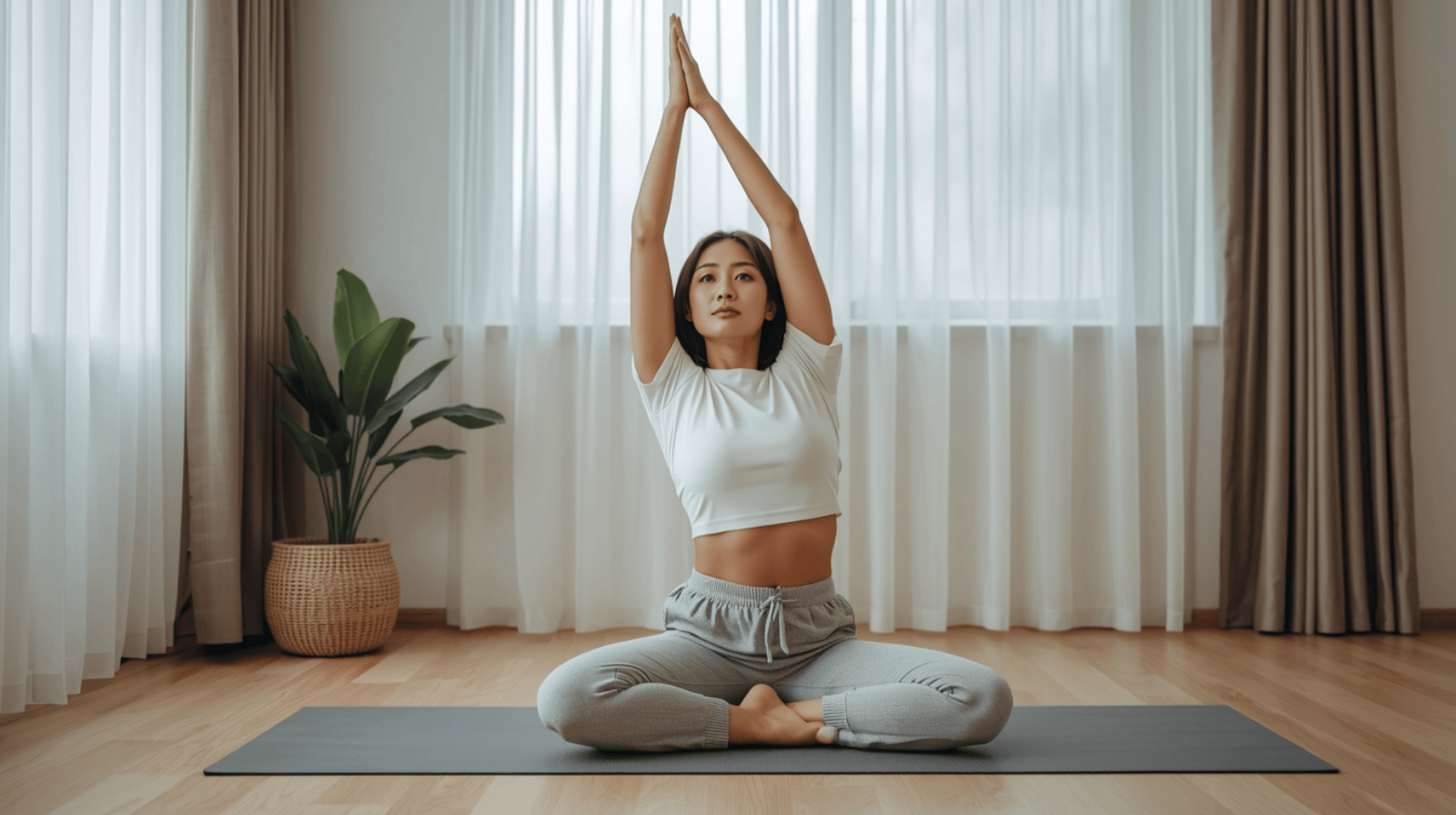 Rutinitas pagi minum air putih dan stretching ringan