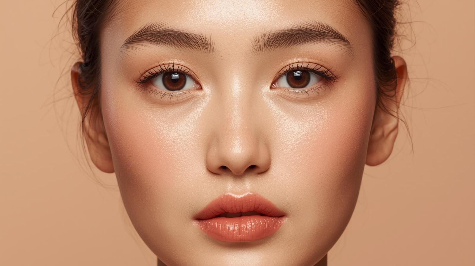 Close-up detail makeup natural sehari-hari pada wajah wanita Indonesia